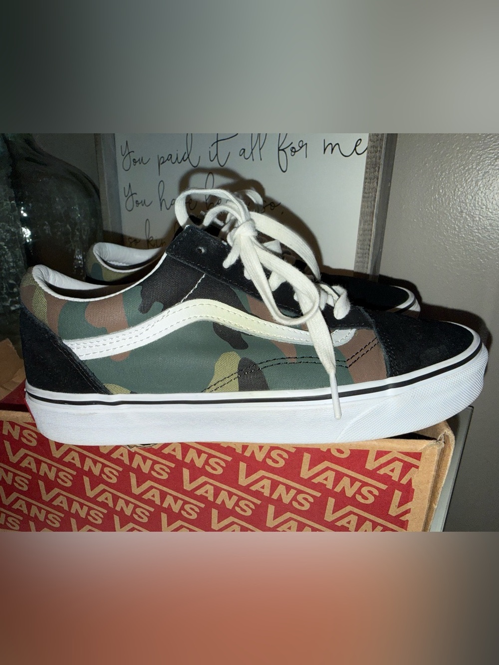 Vans Old Skool Sneakers - Camo Green/Black/White